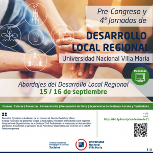 Pre-Congreso de Desarrollo Local Regional Universidad Nacional Villa María.
																				Villa María, Argentina.